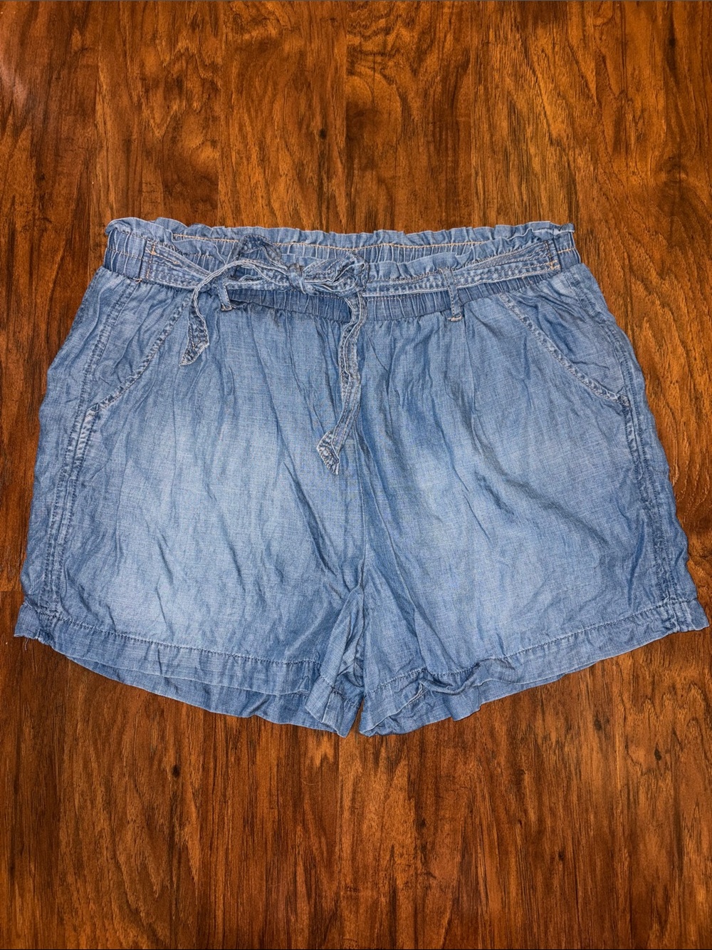 Knox Rose Light Blue Chambray Drawstring Jean Shorts XL